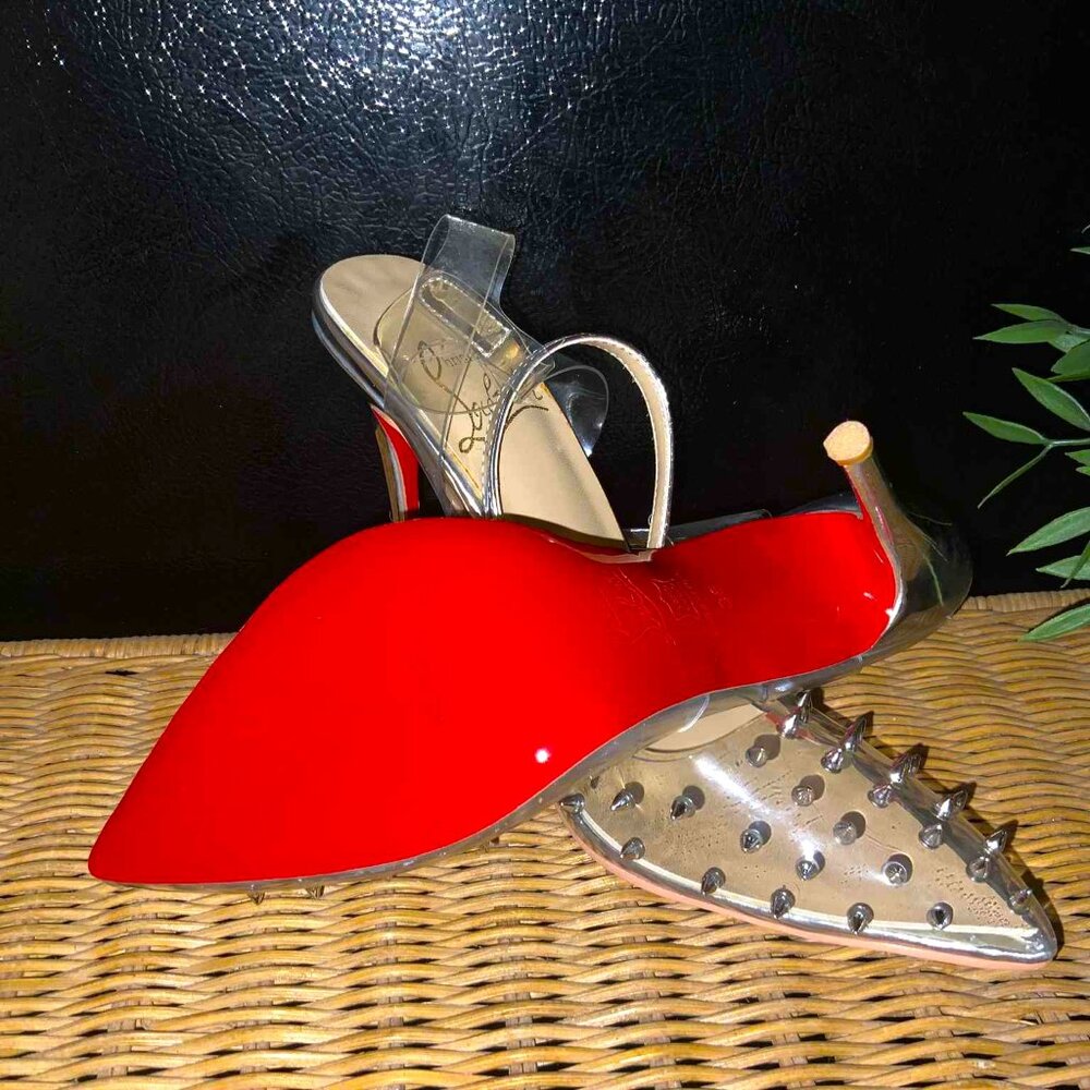 Christian Louboutin Silver Spiked Heels - Picture 8 of 12